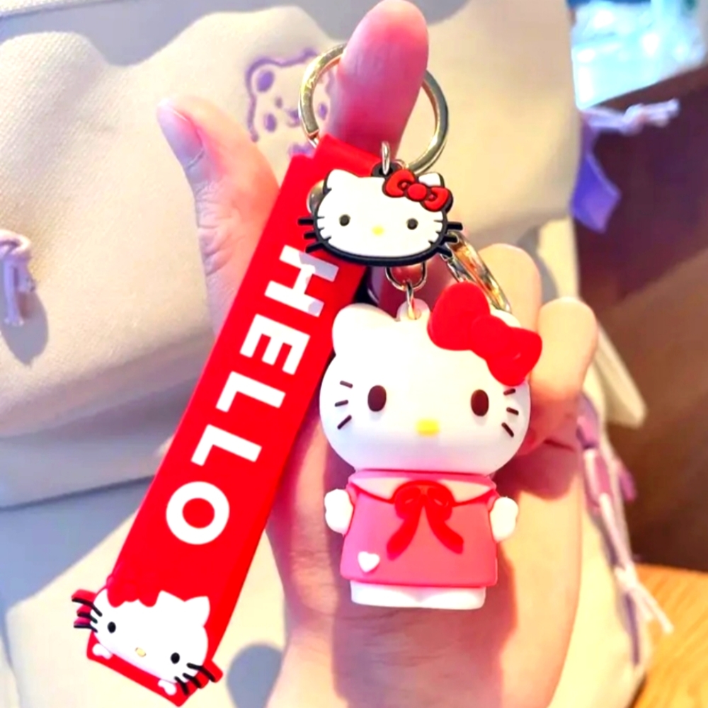Hello Kitty 3D Keychain Purple Wrist Strap.
